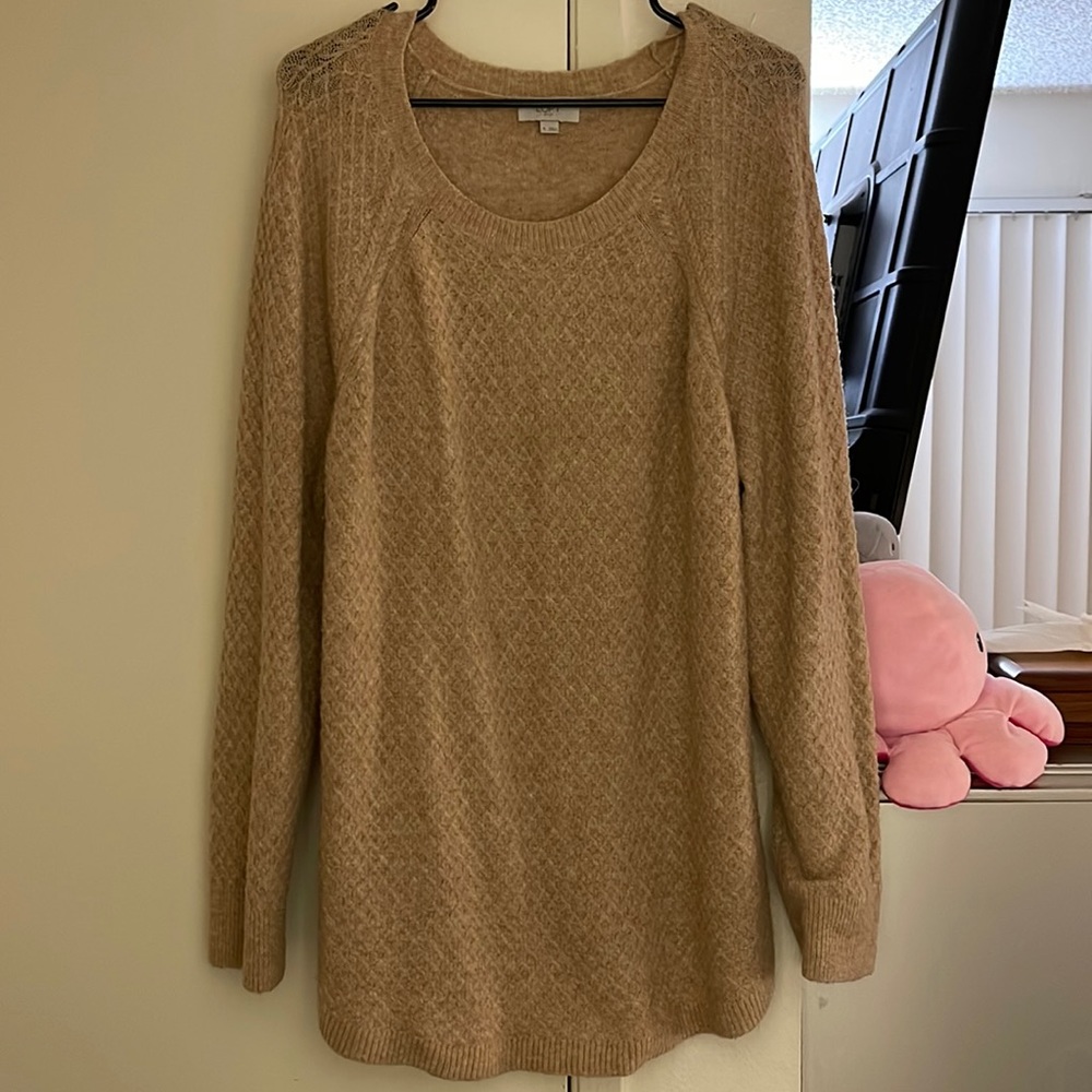 Brown/tan knit longline cardigan